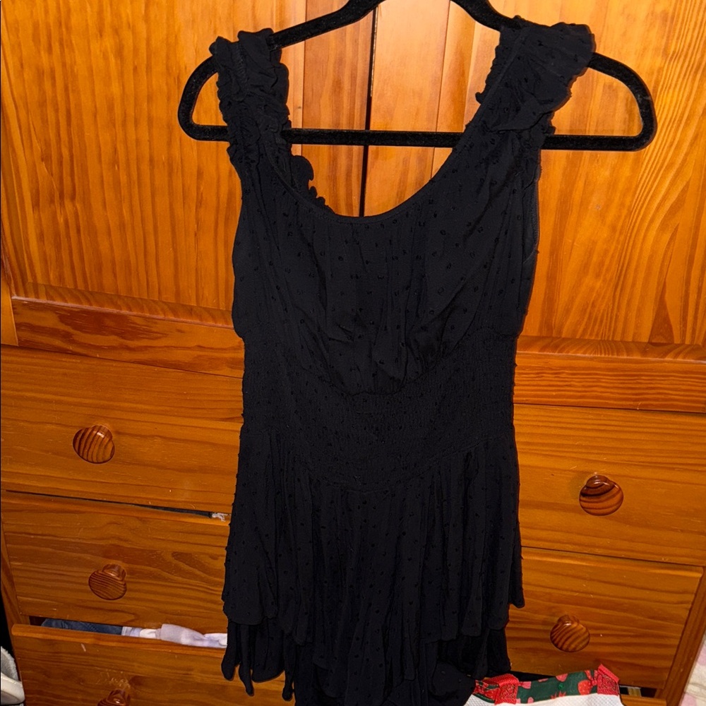 Black Sleeveless Ruffle Dress